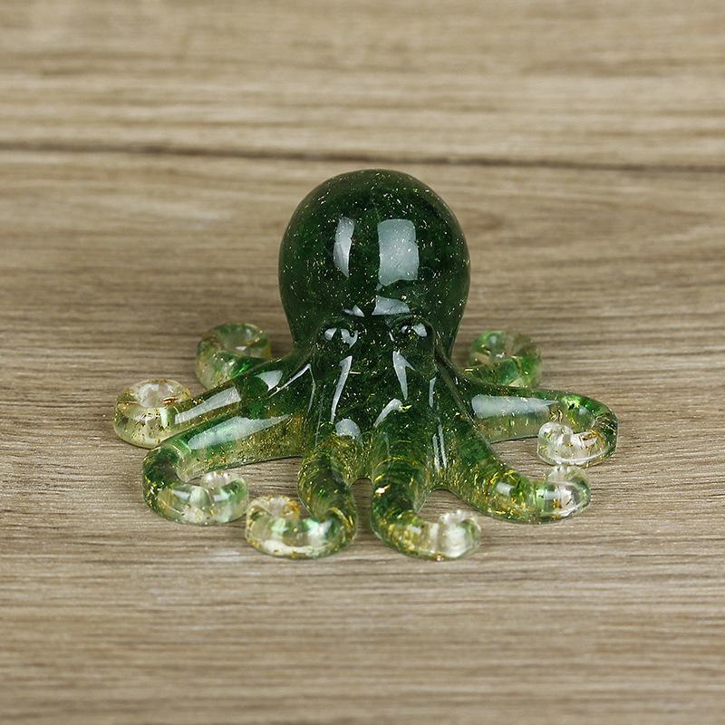 Miniature Octopus Statue Natural Crystal Agate Stone Crushed Stone Dropper Resin Squid Home Tabletop Landscape Ornaments Crafts