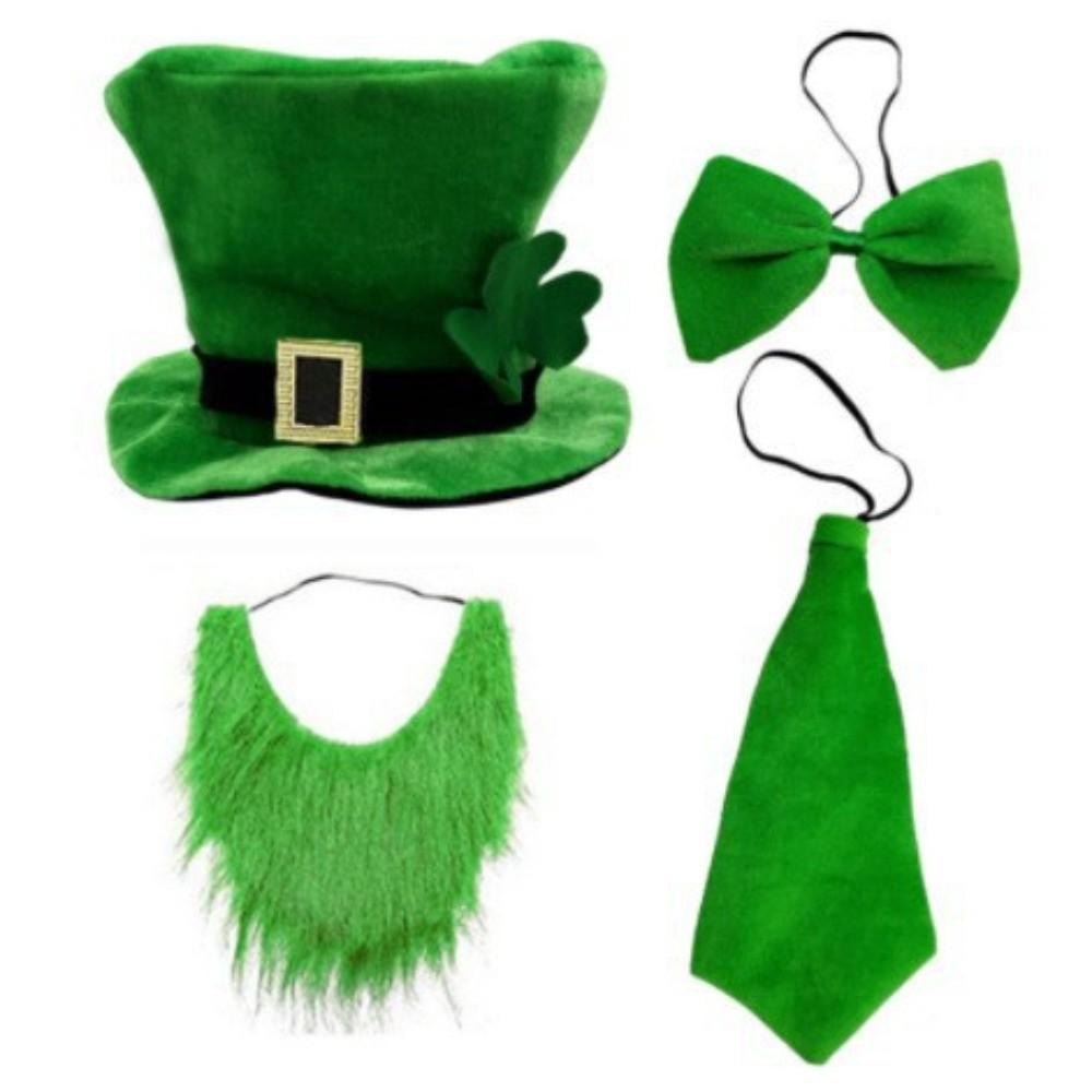 4pcs Set Fake Beard Saint Patrick's Day Top Hat Irish Festival Costume  Theme Party Decor