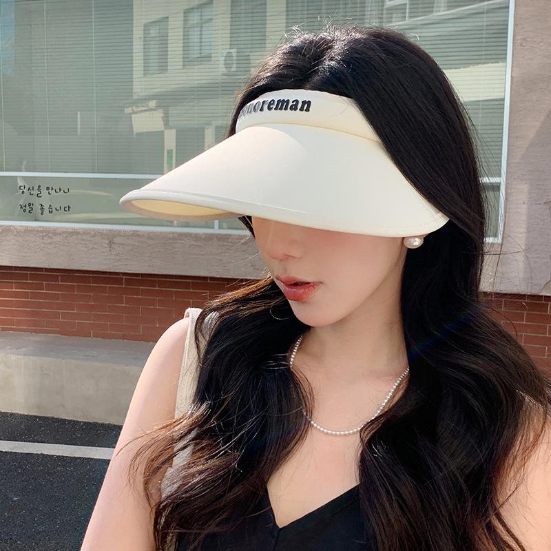 Ice Silk Empty Top Sun Protection Hat Women's Summer Eaves Versatile UV Protection Headband Hat Seaside Beach Sun Hat
