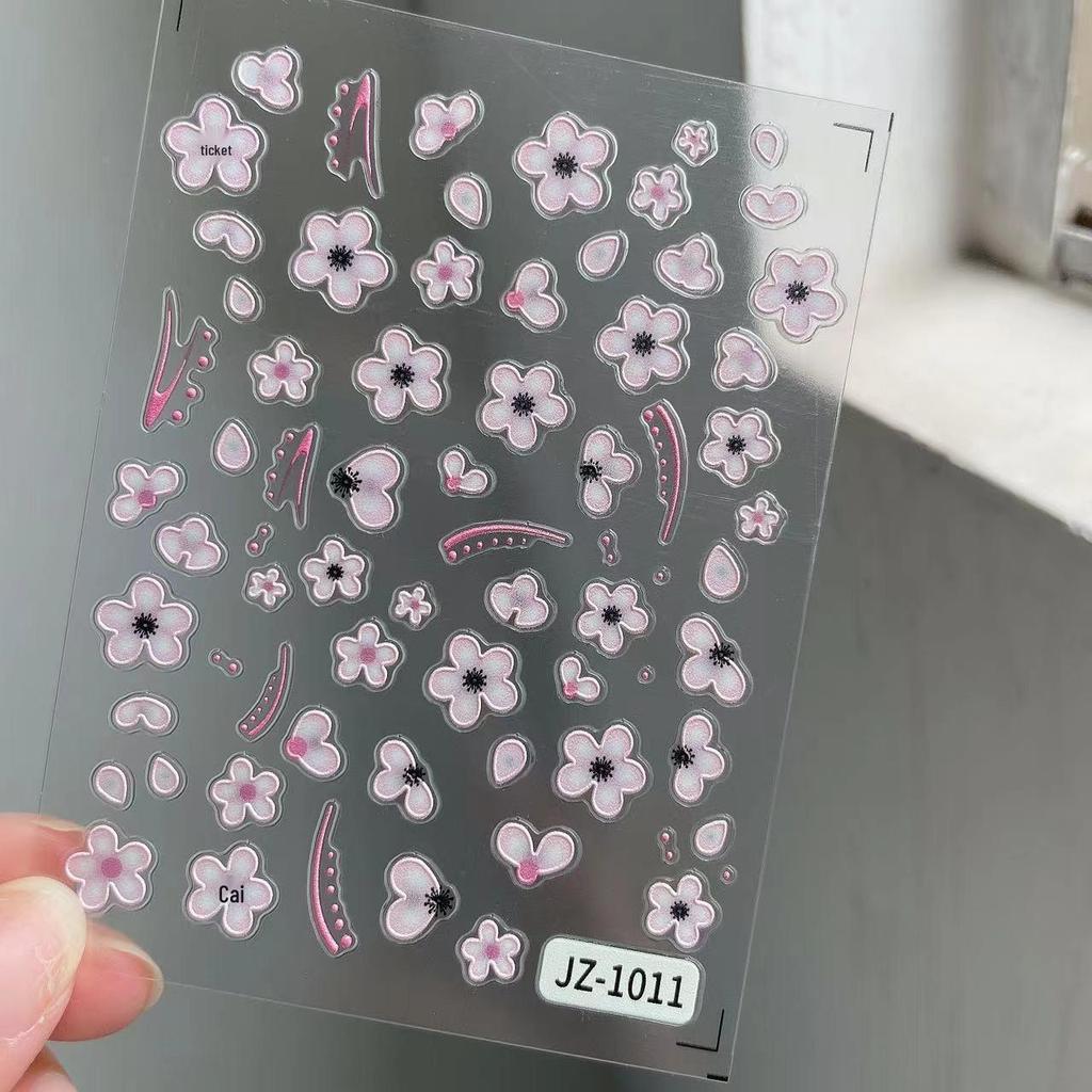 New 3D Embossed Camellia Pearl Nail Art Stickers – Waterproof Floral Decals