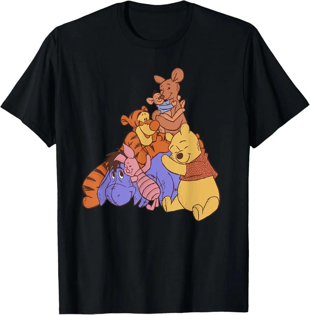 Hot Fashion Casual Disney Winnie The Pooh Hundred Acre Kanga Roo Group Hug T-Shirt S-4XL Four Seasons