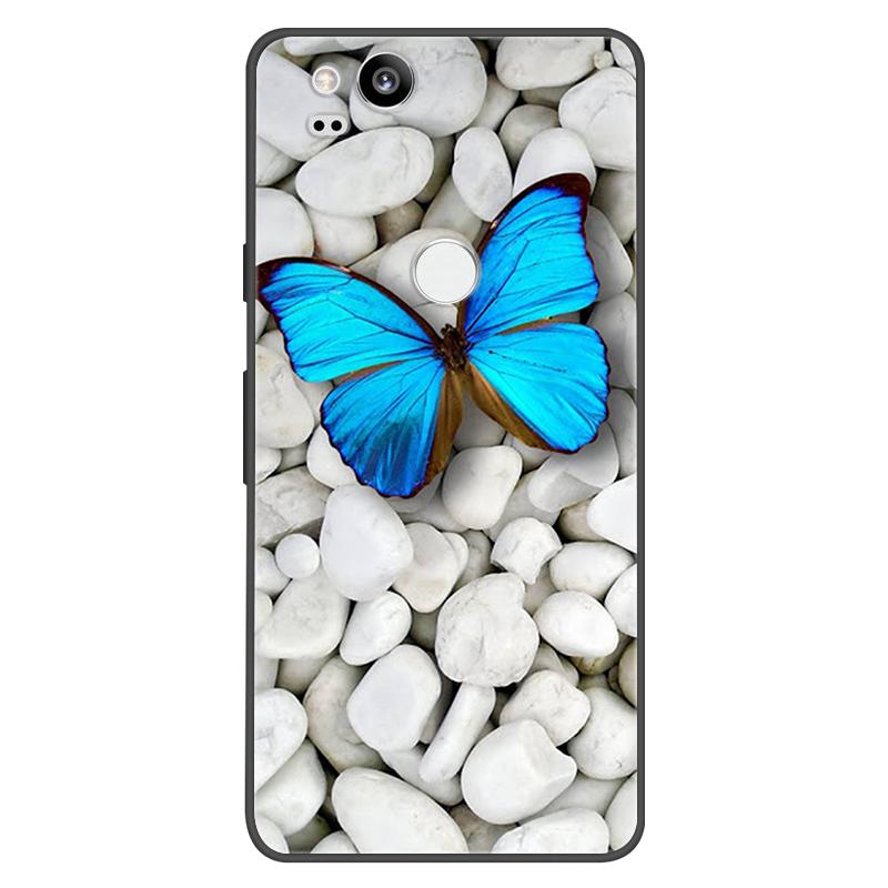 For Google Pixel 2 Case Soft Black Silicone Bumper Butterfly Phone Cover for Googe Pixel2 2XL Pixel2XL 2 Cases Fundas Coque