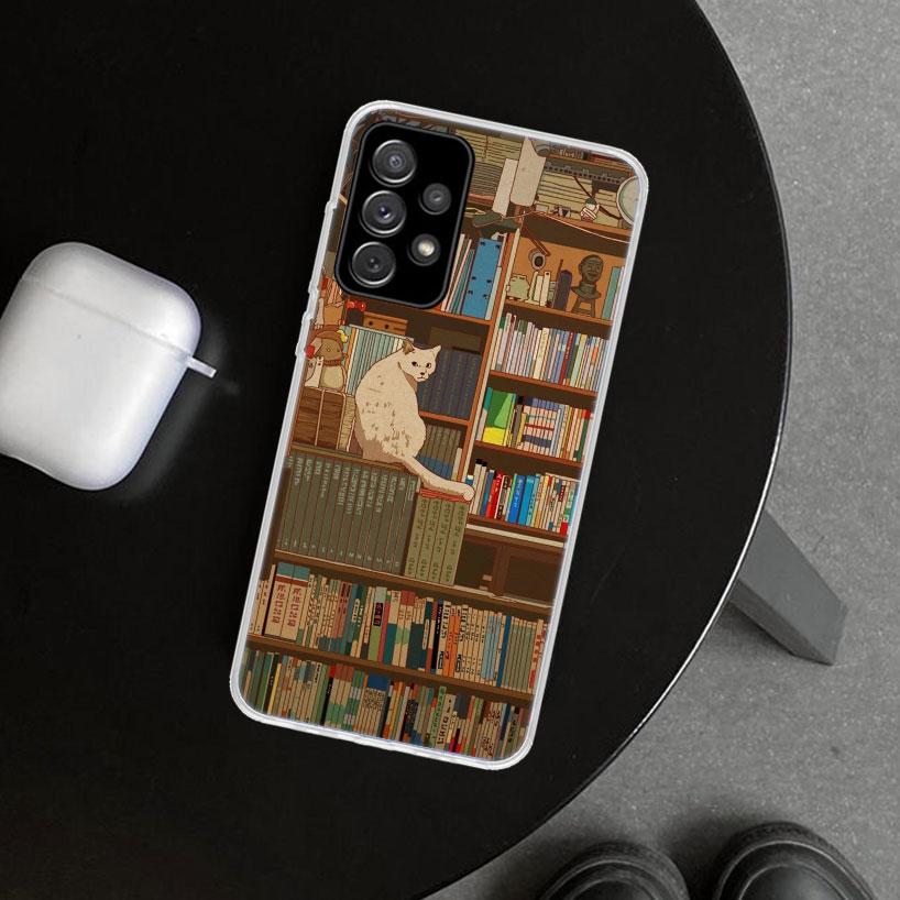 Read Books Illustration Reading Phone Case Cover for Samsung Galaxy A12 A22 A32 A52 A72 A02S A51 A50S A31 A20S A10S Note 20 Ultr