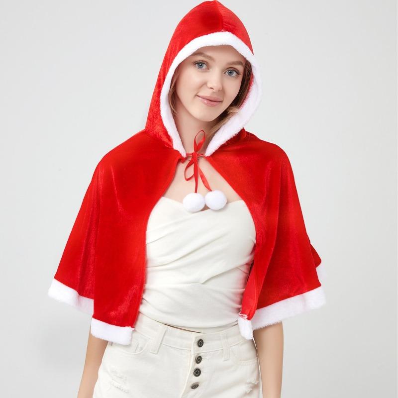 Christmas Dress Up, Women's, Adult Children's Hooded Shawl, Cape Golden Velvet, Shawl Cape Clothing