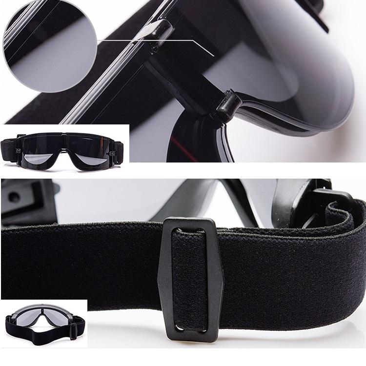 Windproof Sand & Fog Resistant Goggles 20×10cm 3 Pairs Lenses Polycarbonate Lens Material