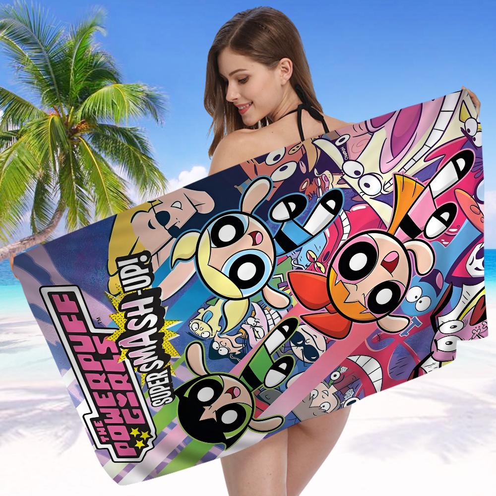 Klassisches Cartoon T-The Powerpuff Girls Cartoon Strandtuch Süße Kawaii Zimmerdeko Bad Kinder Handtücher Für Badezimmer Dusche