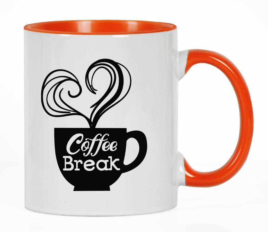 Inkdotpot Coffee Break 11 Oz Ceramic Coffee Mugs Great For Co-worker Boss Gift For Coffee