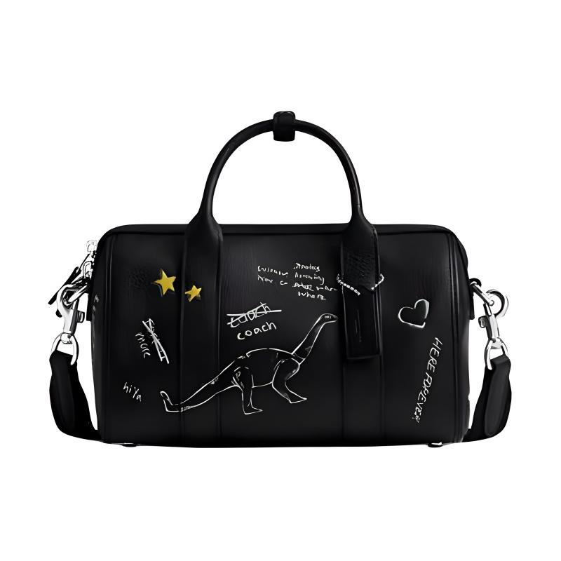 

COACH Gotham 24 letter print cow leather shoulder crossbody tote medium men s black чорний