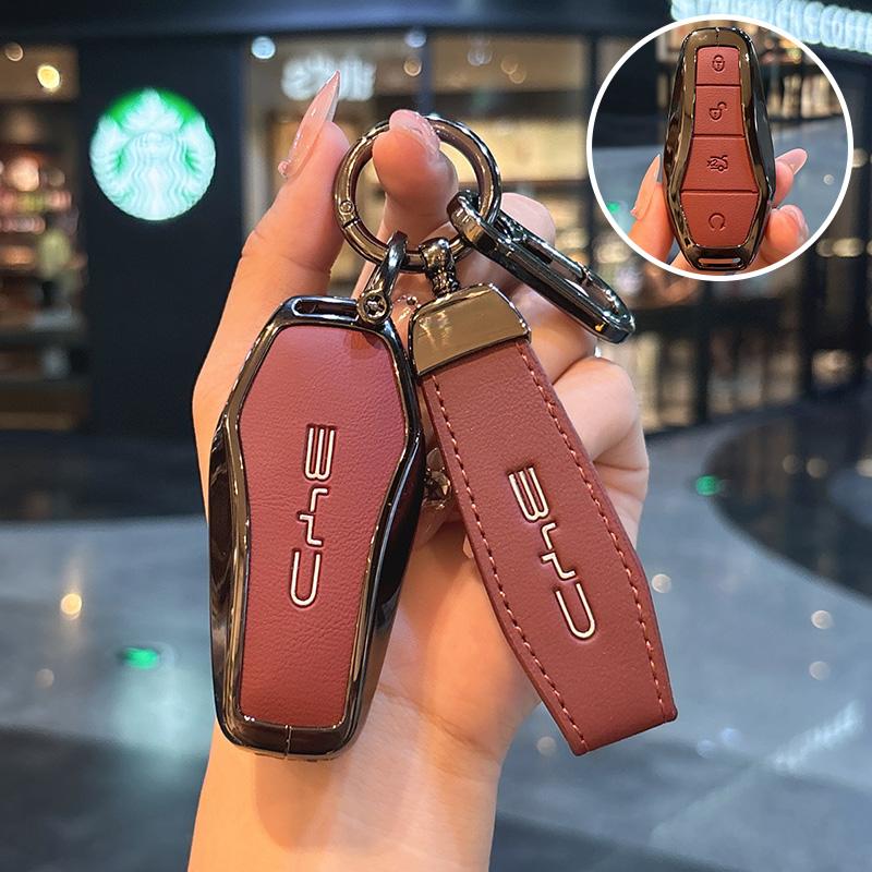 Autosleutelhoesje voor BYD Atto 3 Han EV Dolphin 4 Knoppen Afstandsbediening Beschermhoesje Auto Sleutelhanger Auto Accessoires