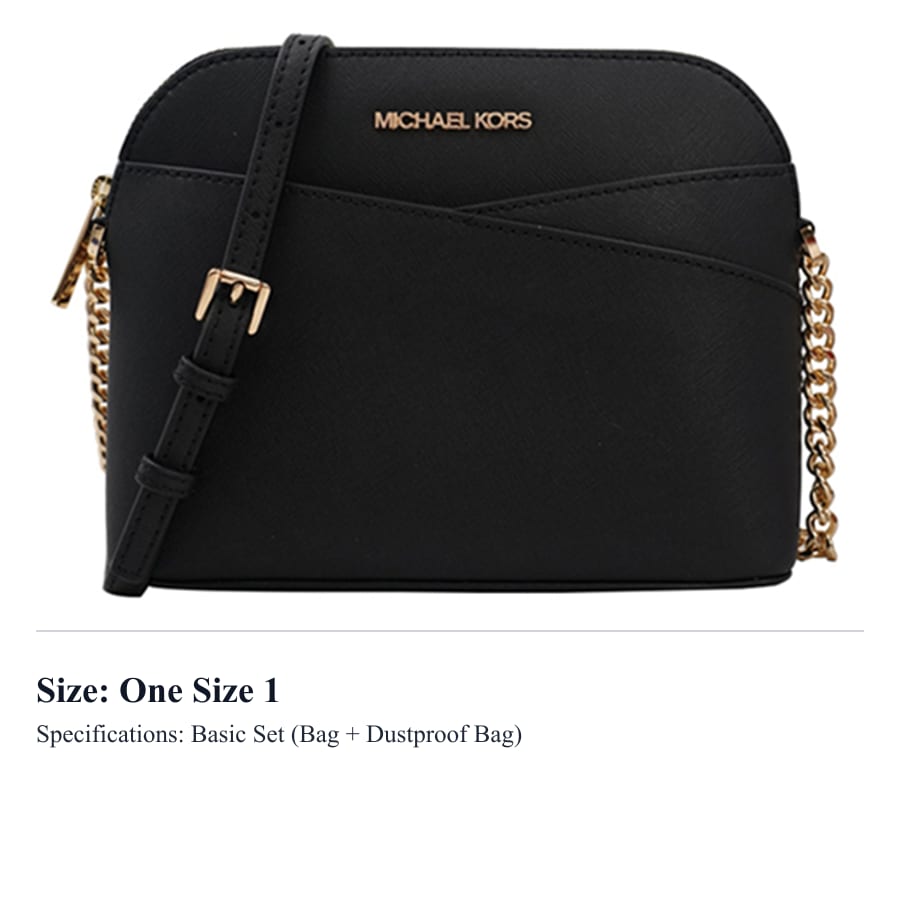 Michael Kors Jet Set Travel Cow Leather Dome Bag, Crossbody Bag, Shoulder Bag Regular Women's Black 35F1GTVC6T-BLACK