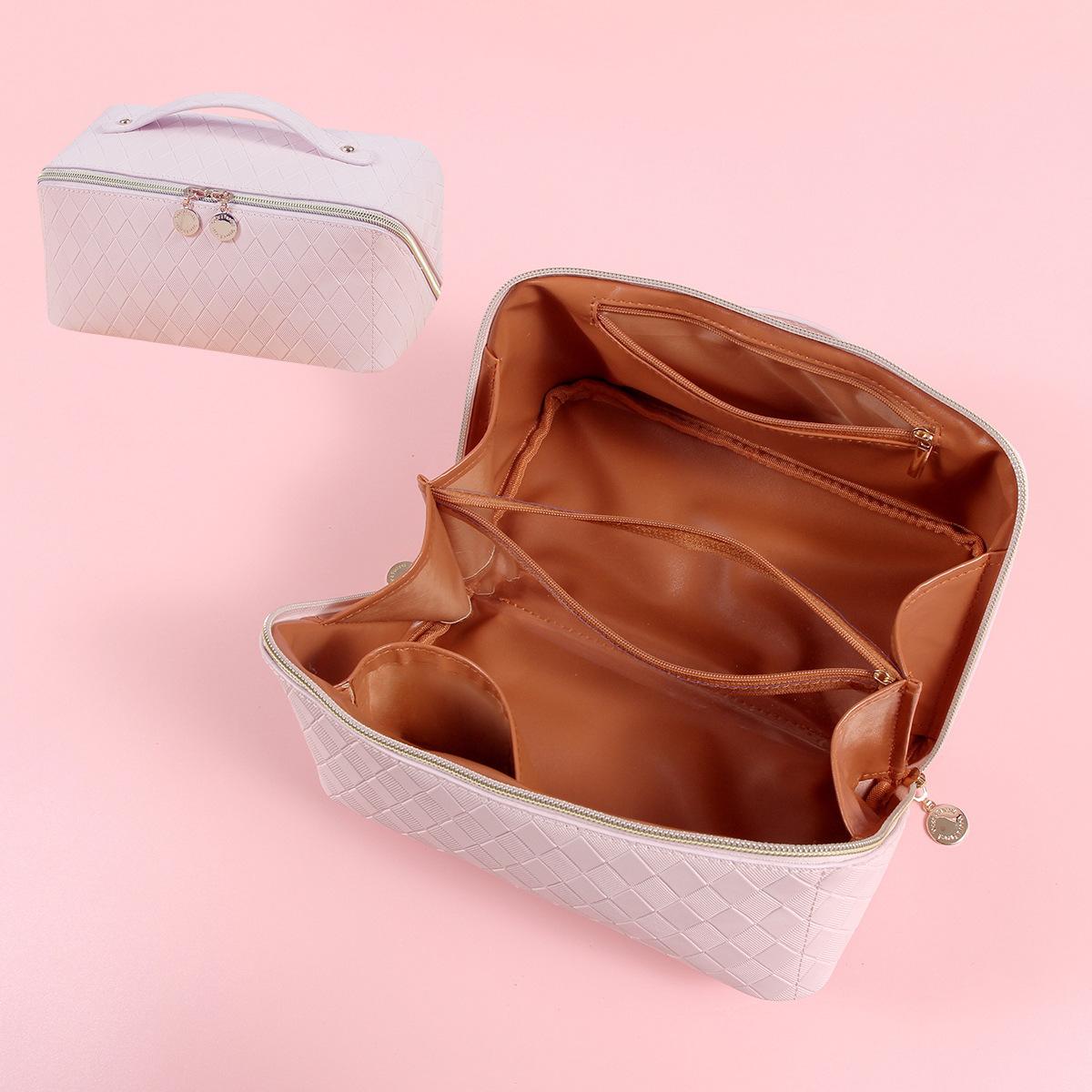 

Pu Travel Leather Large Capacity Multifunctional Makeup Bag Portable Wash Bag StyleA