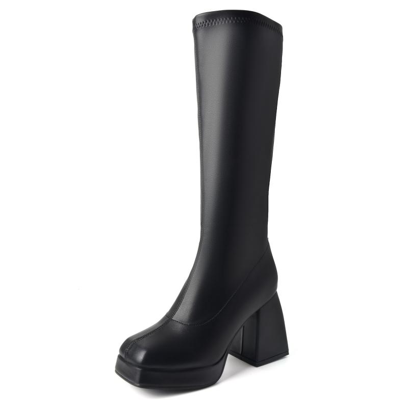 

Черные Белые Коричневые Сапоги до колена Женские Сапоги на платформе Зимняя обувь Женская Новинка 2024 Элегантные Женские Длинные Сапоги Большой размер 45 34 чёрный