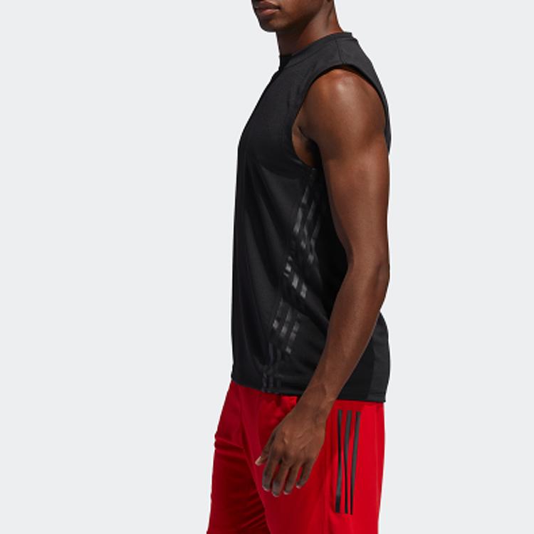 Adidas Solid Training Sports Tank Top Men Tops Black FL4317