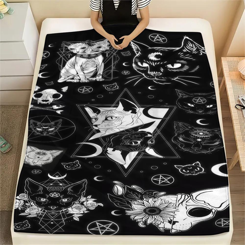 1 Stück Flannelldecke mit Satansymbol-Aufdruck, Hohe Qualität für alle Jahreszeiten, Heimdekoration, Wärme und Komfort, Perfekt für Weihnachtsgeschenke