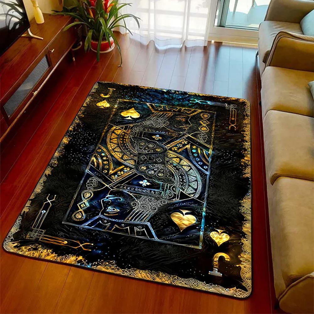 Moderne Malerei Pik Karte Poker Teppich Wohnzimmer Teppich Heimdeko Flur Fußmatte Rutschfest Küche Badezimmer Schlafzimmer Bodenmatte