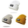 Knitted Hat For Adults With Alphabet Patch Windproof Warm Winter Headgear For Outdoor Skiing