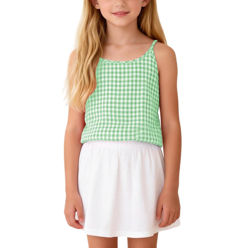Children's Fashionable And Cute Plaid Sleeveless Camisole Casual Girls' Top