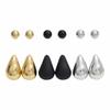 6pairs Chunky Water-drop Drop Earrings Matte Finish Luxury Chunky Waterdrop Earrings Glossy Bead Teardrop Hoop Eardrop Party