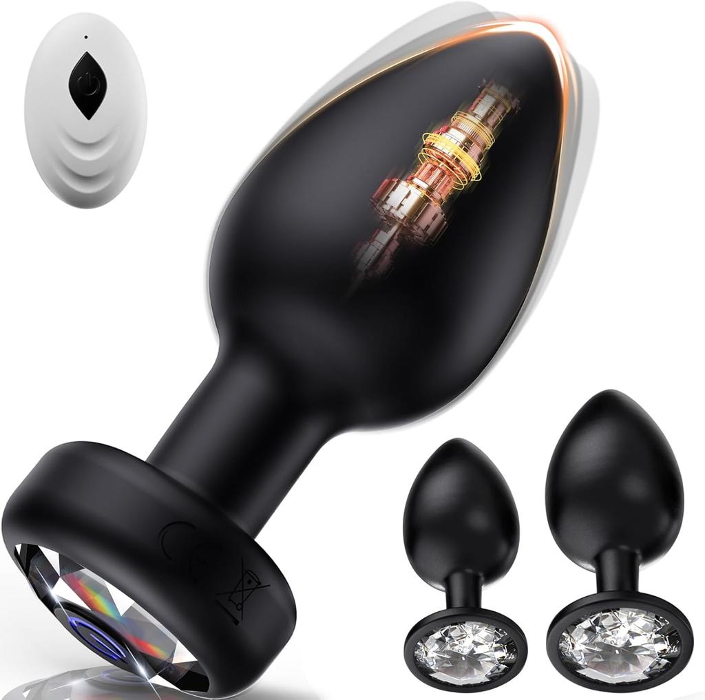 Vibrating Anal Plug Butt Plug, 3PCS Silicone Set with Remote Control, 10 Vibration Modes for Men & Women, Prostate Massager Adult Toy