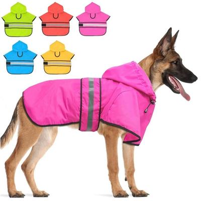 Waterproof Dog Hooded Raincoat Reflective Strip Windproof Pet Rain Jacket High Visibility Adjustable Dog Rain Cloak