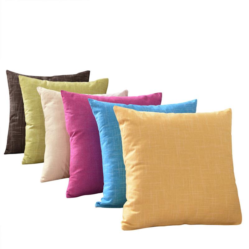45x45cm Linen Solid Color Throw Pillowcase Detachable Washable Office Cushion Cover Car Waist Rest Headboard Back