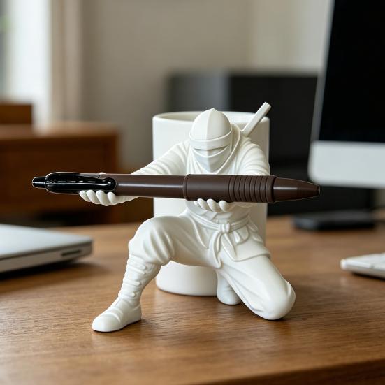 3D Printed Ninja Pen Holder Cool Ninja Figurine Pencil Stand Decorative Desk Organizer for Anime Fans Office Desk Gaming Room Decor