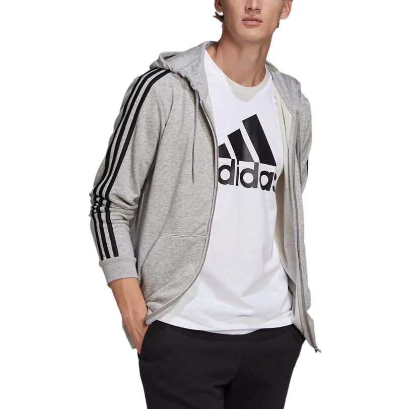 adidas Free Shipping With AdiClub Essentials French Terry 3 Stripes Full Zip Hoodie GK9034