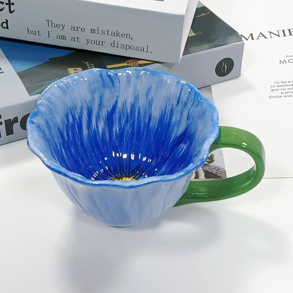 Papaver Rhoeas L Ceramic Cup Texture Bell Orchid Coffee Cup Set Ceramic Mark Cup Underglaze Color Disc Set