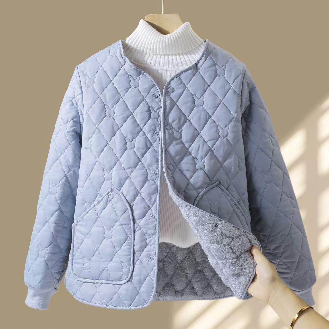 

2025 Women s Winter Cotton Jacket: Cold-Proof, Fleece-Lined, Thickened Coat for Warmth and Comfort 2XL (115-125 jin) синий