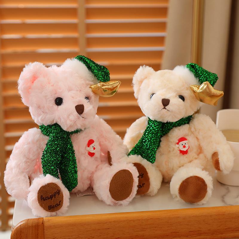 Christmas Bear Doll Christmas Cute Scarf Teddy Bear Plush Toy Doll Christmas Gift Girl