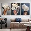 Nordic Home Decorative Poster Women with Rose Flowers Head Wall Art Canvas Painting Modern Interior Living Room Decor No Frame