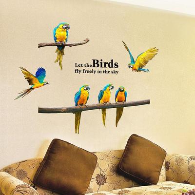 Creative Personality Bird Bedroom Stickers Background Sofa Animal Wallpaper New Wall Stickers Parrot