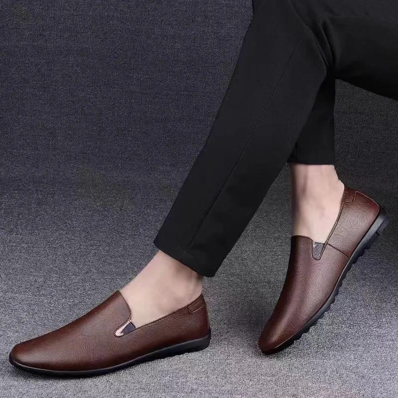 Leather Men Casual Shoes Luxury Brand Soft Italian Mens Loafers Moccasins Breathable Slip On Lazy Driving Shoes Plus Size 37-47