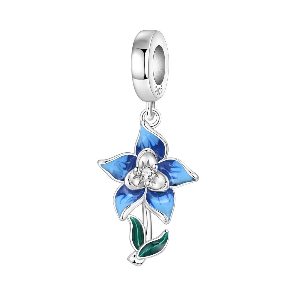 Copper Blue Iris Flower Pendants Original Bracelet Charms Jewelry Party Beads Diy Trendy Gifts
