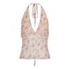 French retro romantic floral print deep V vest women's lace-up halter holiday wind neck sling
