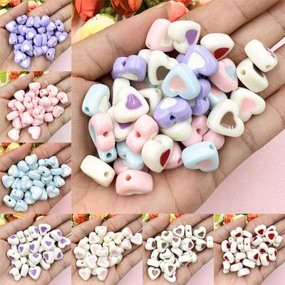 Liebe Herz Zweifarbige Lose Perlen 14,4*12,9mm Für Armband Ohrringherstellung 60 Stück Schmuck Acryl DIY Schmuckzubehör Perlen Materialien Zubehör