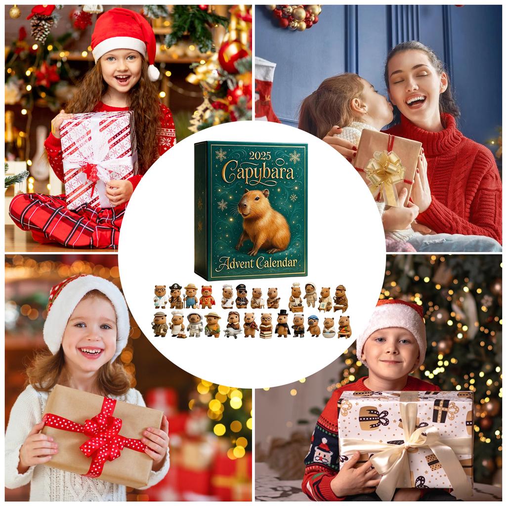 Capybara Christmas Advent Calendar with 24 2D Capybara Ornaments Advent Countdown Calendar for Christmas Tree Home Decoration