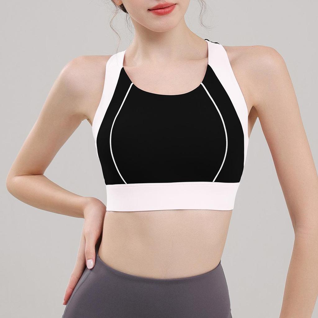 Shockproof High-Intensity Sports Bra: Colorblock Yoga Vest for Running, Slimming I-Back, Enhanced Support