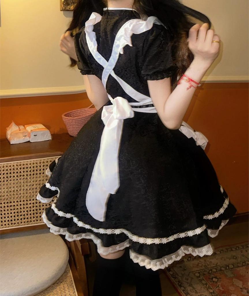 Maid Gothic Devilish Maid Maid Cute Maid Sexy Maid Size M [YZZYQQ] Costume, Lolita, Outfit, Headband, Café Costume, Apron, Costume, Costume, Black,