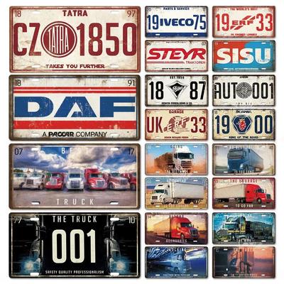 Truck Brand Metal Posters Signs Decor Vintage Licenses Plate Plaque Metal Vintage Tin Sign for Bar