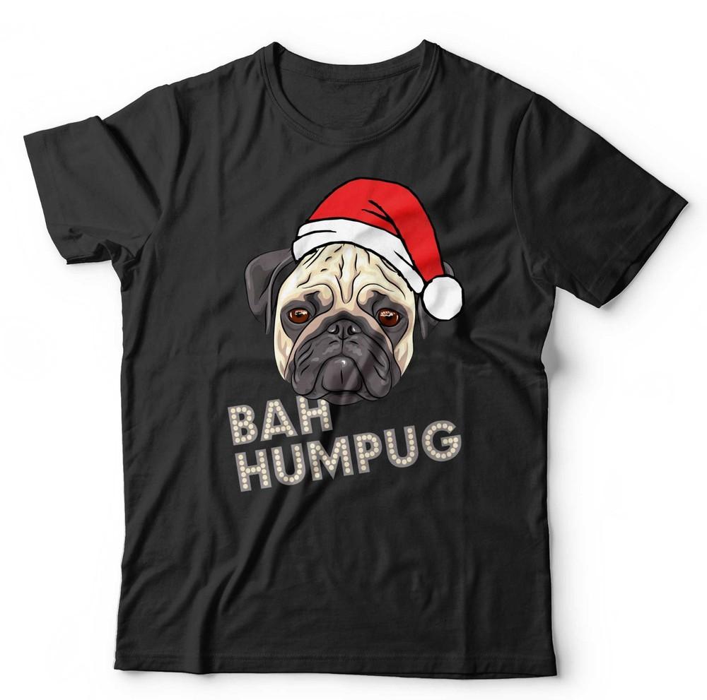 Christmas Pug T Shirt Unisex & Kids Bah Humpug Funny Cute Festive Dog Humbug Unisex T-Shirt S