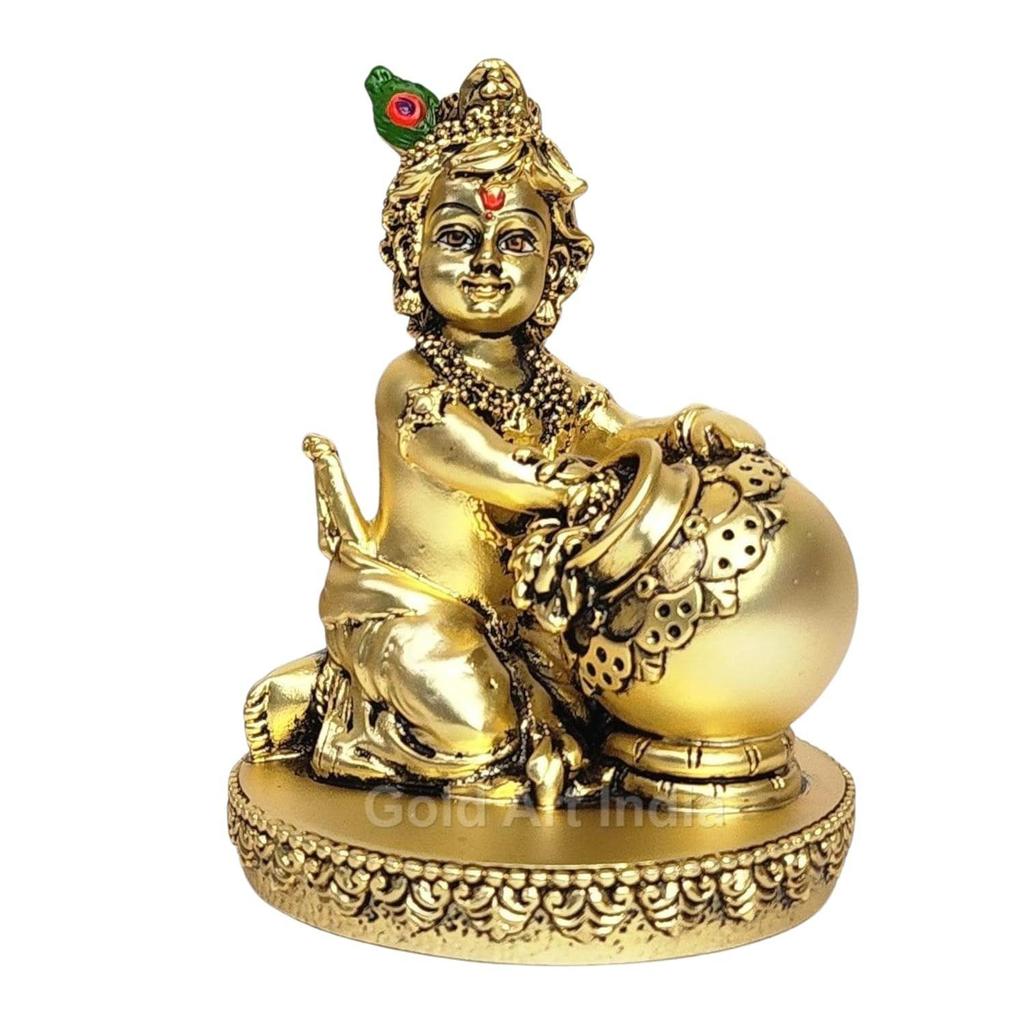 Makhan Krishna | Krishna Idol for Home Decor| Laddu Gopal murti for Gifting | Small Krishna Statue for Office Desk | Makhan Chor Idol |