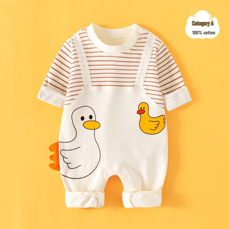 Exklusiver Langarm-Baby-Strampler – Reiner Baumwoll-Krabbelanzug für Frühling und Herbst