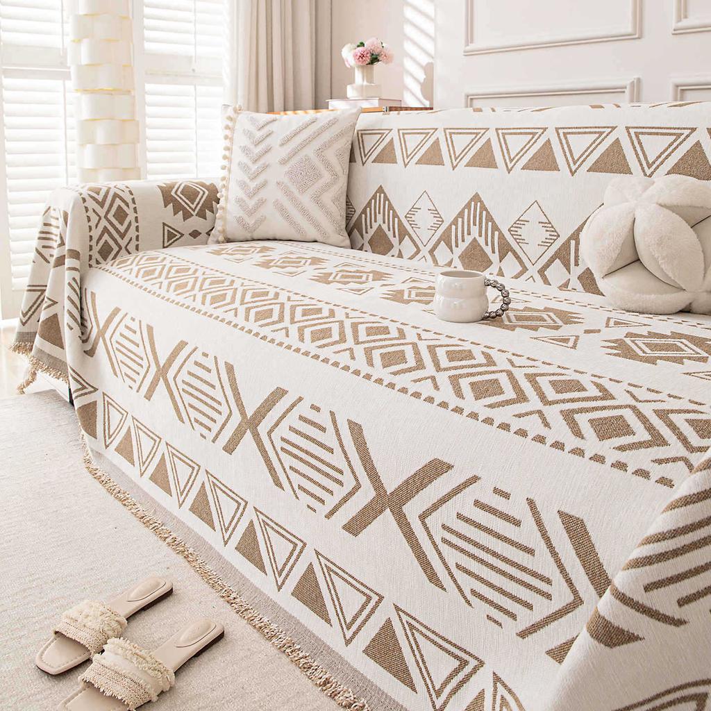 Sofa Cover Chenille Cover Geometric Art High Sense Four-season Sofa Towel Home Decoration Non-slip and Anti-grab
