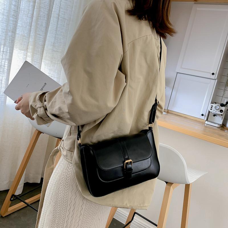 Piccola Borsa Quadrata in PU con Patta Superiore per Uso Quotidiano Casual