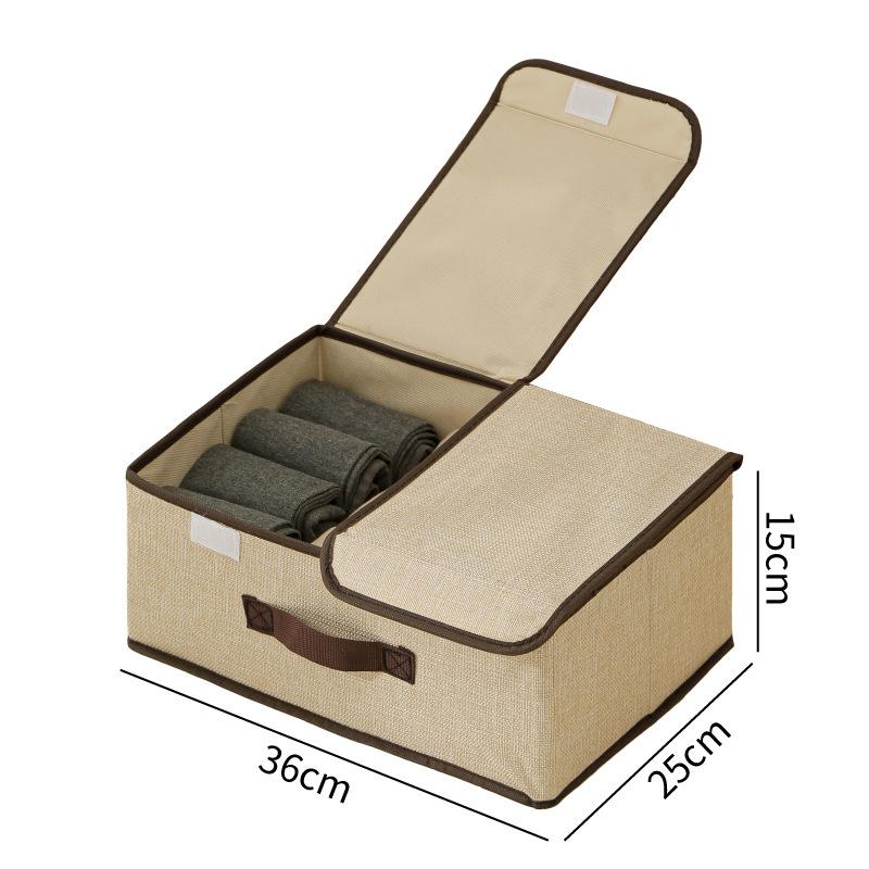 

M-1Pc Fabric Storage Box With Lid Foldable Dustproof Clothing Organizer Multifunctional Container For Wardrobe Pants