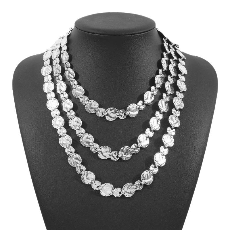 Personalized Geometric Gold Coins, Stacked Necklaces, Exaggerated Street Punk Fashion Accessories