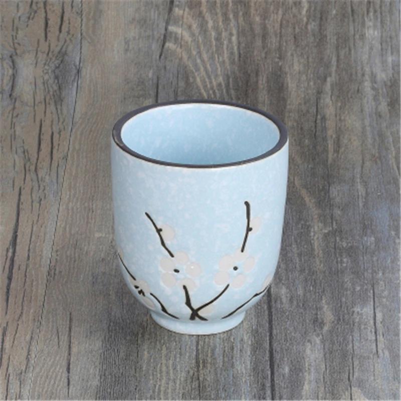 Japanese Tea Water Mug Handy Cup Hand-painted Ceramic Cherry Blossom Cups Creative Rough Ceramic Tea Cups  Coffee Cup