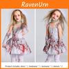 Halloween-Kostüm für Kinder und Erwachsene Erschreckendes graues blutbeflecktes Geisterbrautkleid mit Spitze und Tüllrock