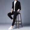 Cardigan con zip bicolore da uomo, completo sportivo due pezzi: Felpa con cappuccio e pantaloni della tuta Primavera/Autunno 2023